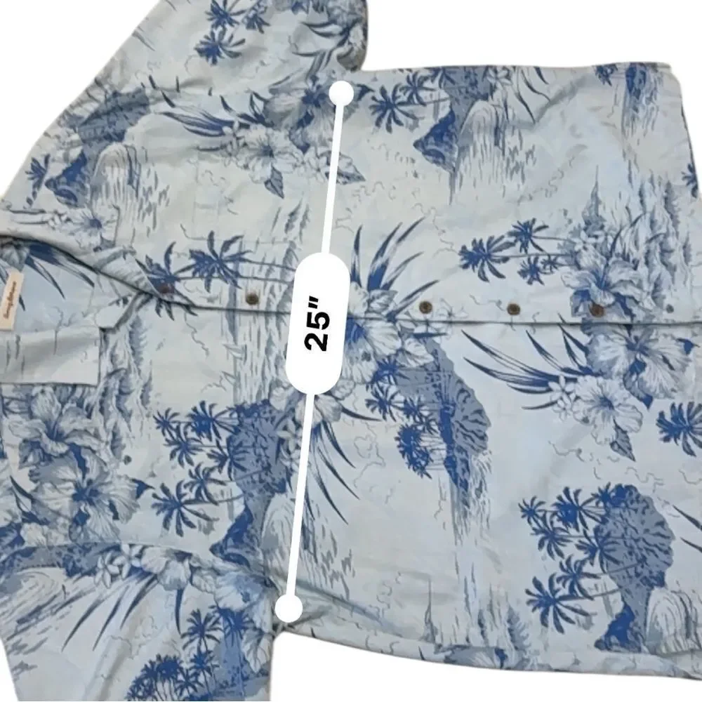 Tommy Bahama Blue Silk Tropical Print Men's Shirt